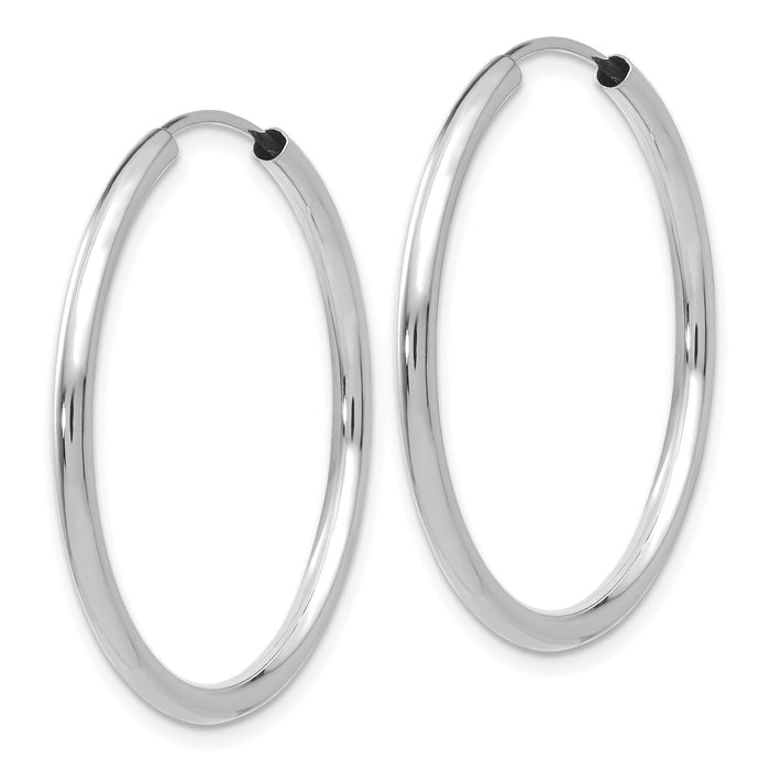 14k White Gold Polished Endless 2mm Hoop Earrings-H993