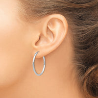 14k White Gold Polished Endless 2mm Hoop Earrings-H993