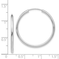 14k White Gold Polished Endless 2mm Hoop Earrings-H993