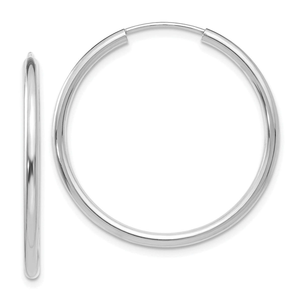 14k White Gold Polished Endless 2mm Hoop Earrings-H993