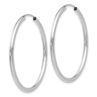 14k White Gold Polished Endless 2mm Hoop Earrings-H994