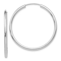 14k White Gold Polished Endless 2mm Hoop Earrings-H994
