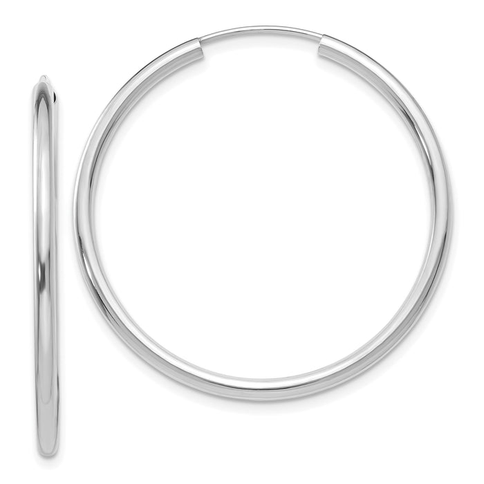 14k White Gold Polished Endless 2mm Hoop Earrings-H994