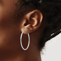 14k White Gold Polished Endless 2mm Hoop Earrings-H995