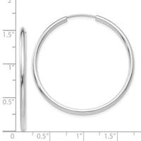 14k White Gold Polished Endless 2mm Hoop Earrings-H995