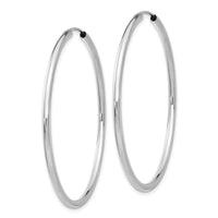 14k White Gold Polished Endless 2mm Hoop Earrings-H996