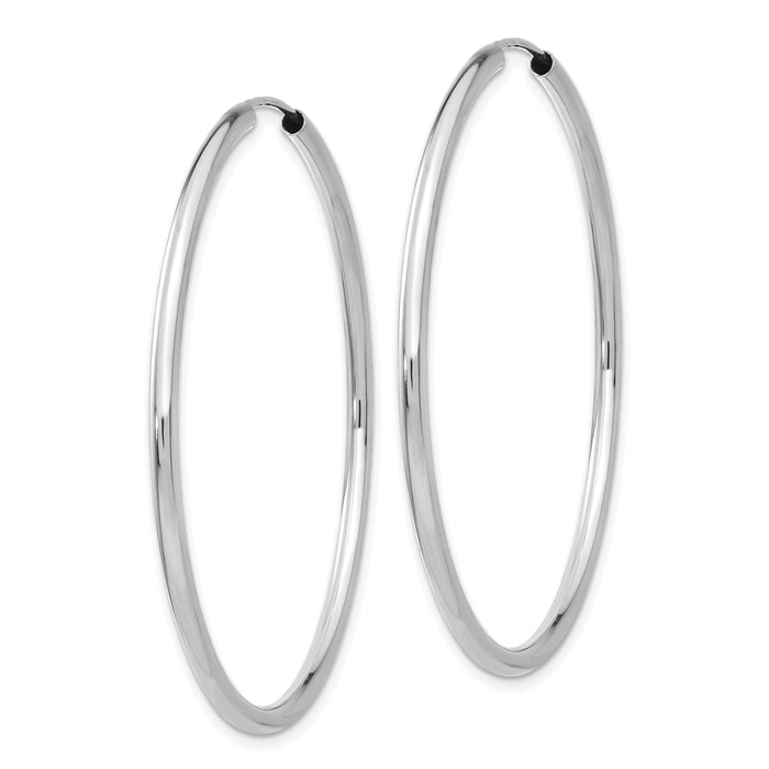 14k White Gold Polished Endless 2mm Hoop Earrings-H996