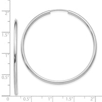 14k White Gold Polished Endless 2mm Hoop Earrings-H996