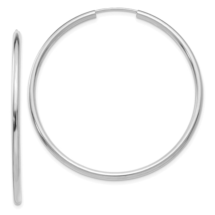 14k White Gold Polished Endless 2mm Hoop Earrings-H996