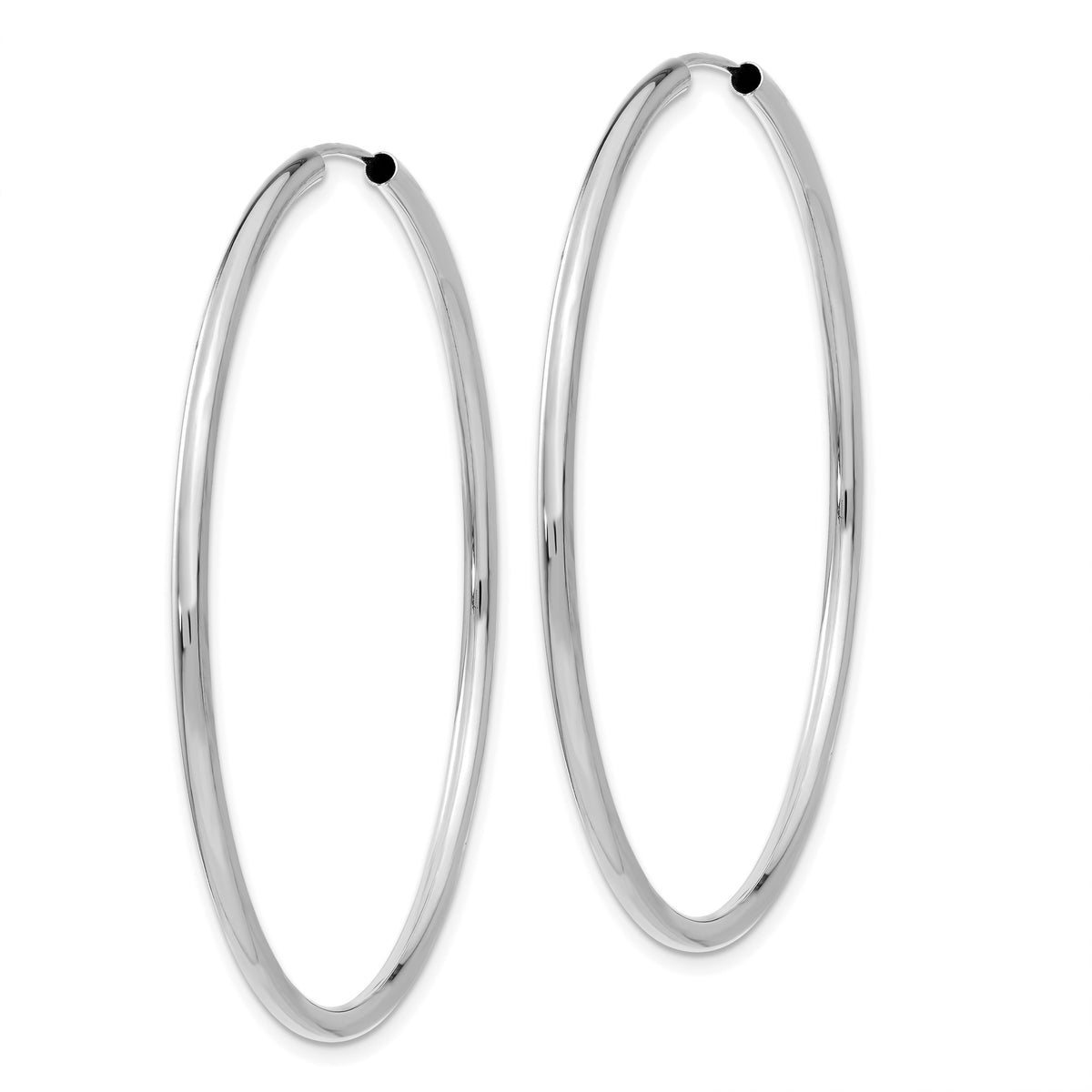 14k White Gold Polished Endless 2mm Hoop Earrings-H997