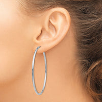 14k White Gold Polished Endless 2mm Hoop Earrings-H998