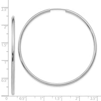 14k White Gold Polished Endless 2mm Hoop Earrings-H998