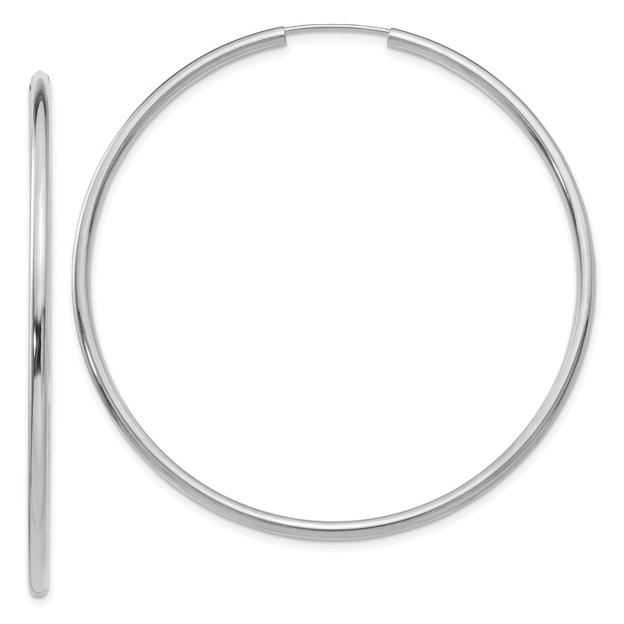 14k White Gold Polished Endless 2mm Hoop Earrings-H998