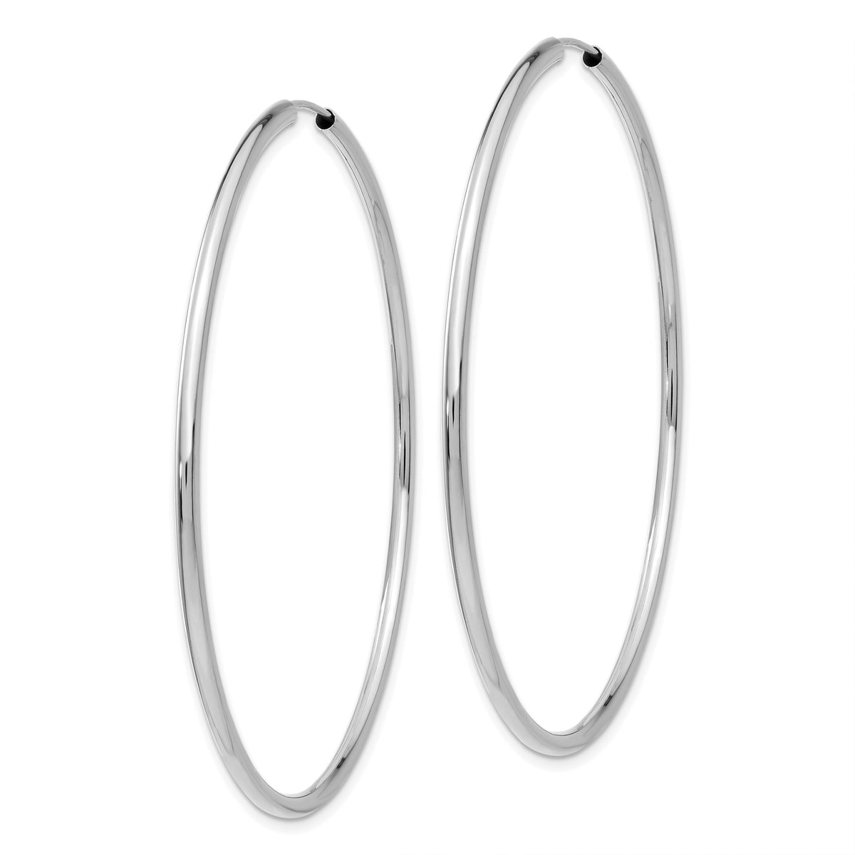14k White Gold Polished Endless 2mm Hoop Earrings-H999