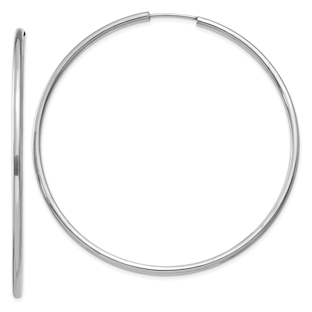 14k White Gold Polished Endless 2mm Hoop Earrings-H999
