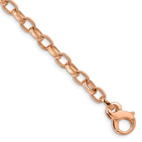 14k Rose Gold 5.0mm Fancy Link w/ Ridged Edges Bracelet-HL319-8.5