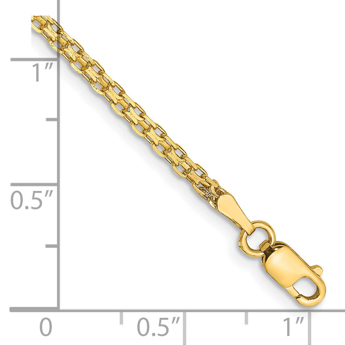 14k 1.8mm Lightweight Flat Bismark Chain Anklet-HLF13-10