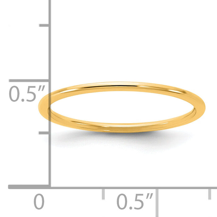 14KY 1mm Half Round Band-HR010