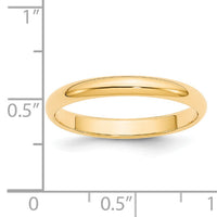 14KY 3mm Half-Round Wedding Band-HR030
