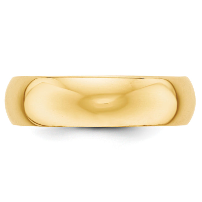14KY 6mm Half-Round Wedding Band-HR060
