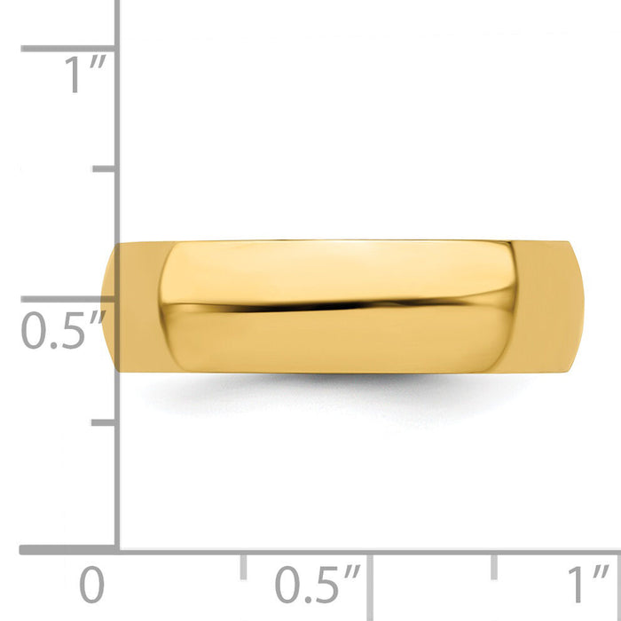 14KY 6mm Half-Round Wedding Band-HR060
