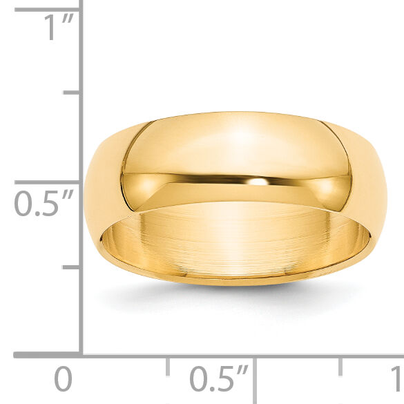 14KY 7mm Half-Round Wedding Band-HR070