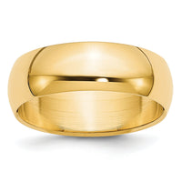 14KY 7mm Half-Round Wedding Band-HR070