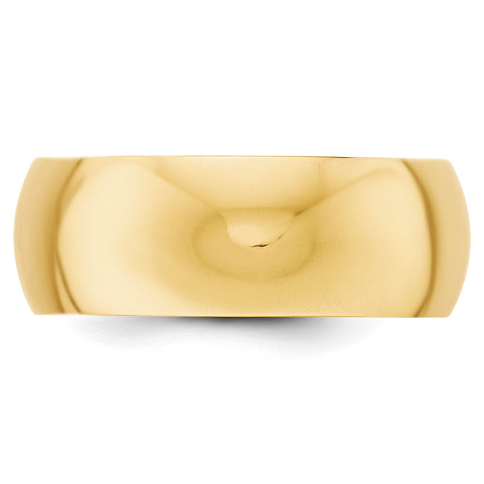 14KY 8mm Half-Round Wedding Band-HR080