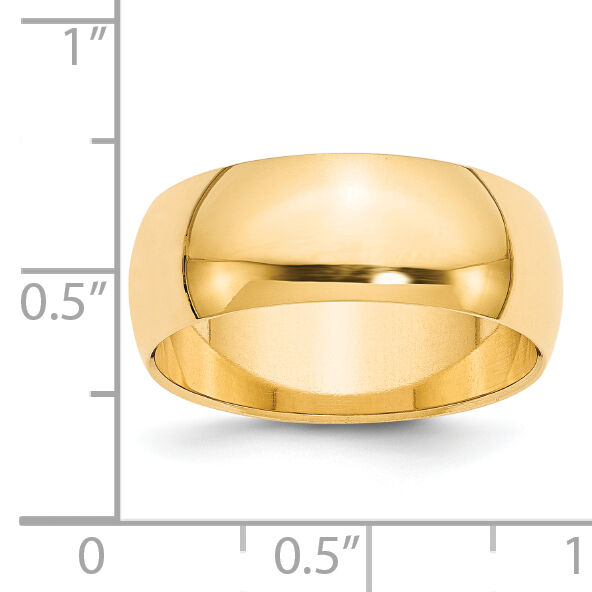 14KY 8mm Half-Round Wedding Band-HR080