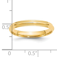 14KY 3mm Half Round with Edge Band-HRE030