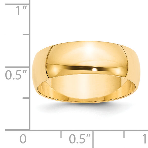 14KY 7mm LTW Half Round Band-HRL070