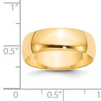 14KY 7mm LTW Half Round Band-HRL070