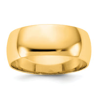 14KY 7.5mm LTW Half Round Band-HRL075