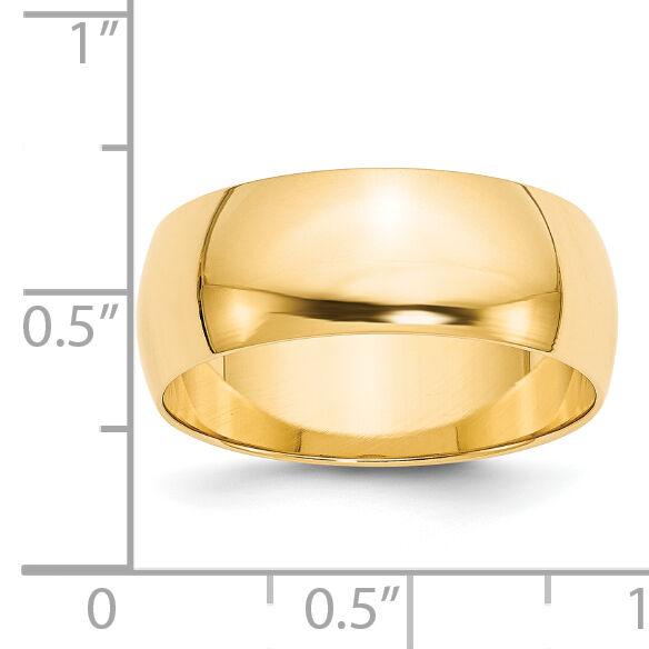 14KY 8mm LTW Half Round Band-HRL080