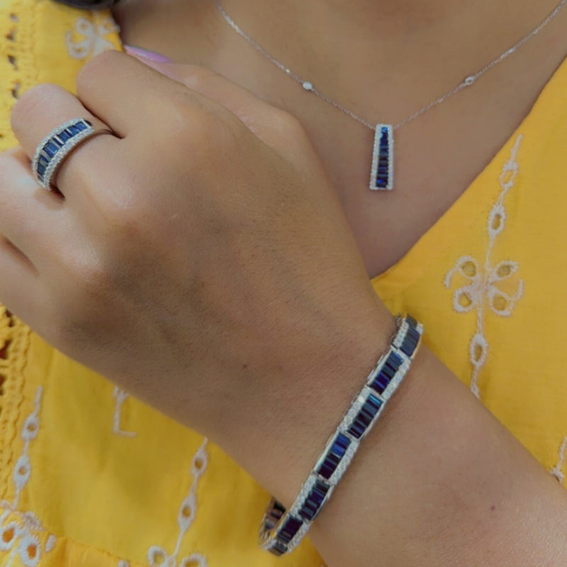 SAPPHIRE PENDANT, RING AND BRACELET SET