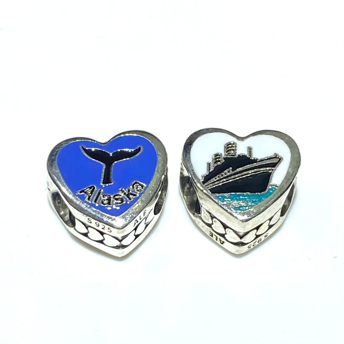 WHALE TAIL &  CRUISE SHIP REVERSIBLE PANDORA CHARM