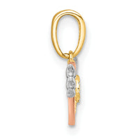 14k with White Rhodium and Rose-tone Heart With Wings Charm-K10001
