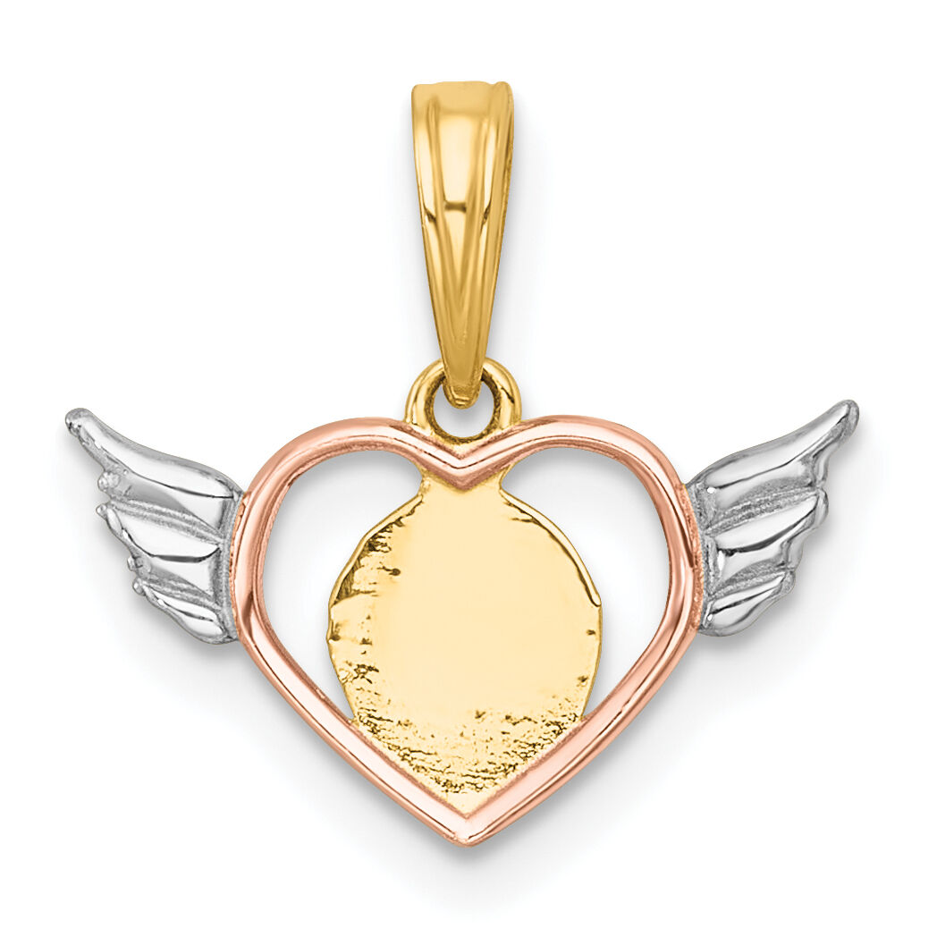 14k with White Rhodium and Rose-tone Heart With Wings Charm-K10001