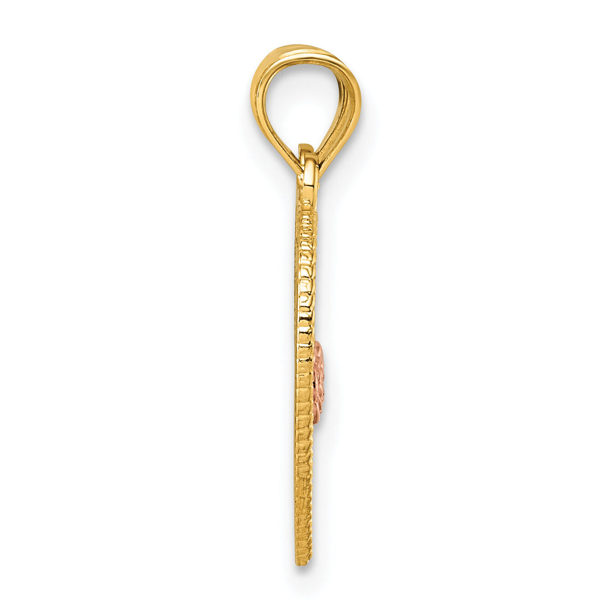 14k Two-tone Break Apart Heart With Te Amo And Roses Pendant-K10002