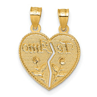 14k Two-tone Break Apart Heart With Te Amo And Roses Pendant-K10002