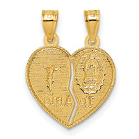 14k Polished Te Amo Spanish Religious Break-apart Heart Pendant-K10003