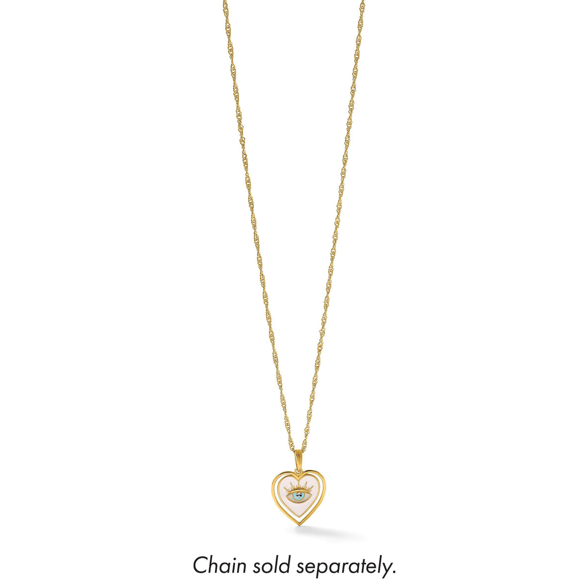 14k with White Rhodium Polished Multi Color Enamel Eye In Heart Charm-K10004