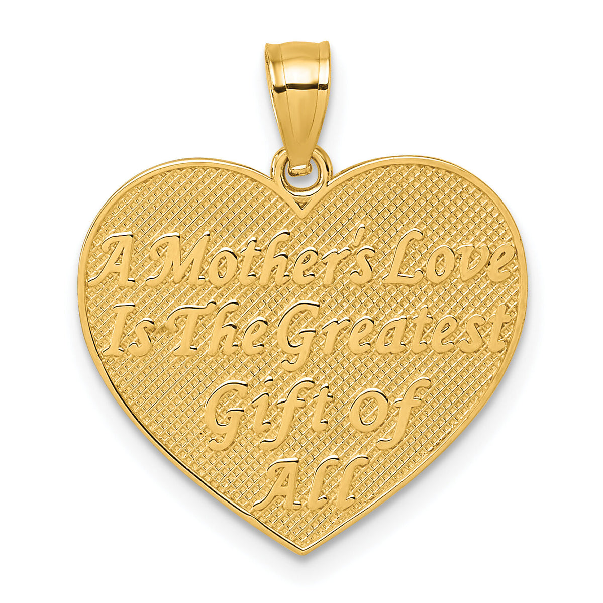 14k Polished and Textured Flower Rose Mother's Love Heart Pendant-K10010
