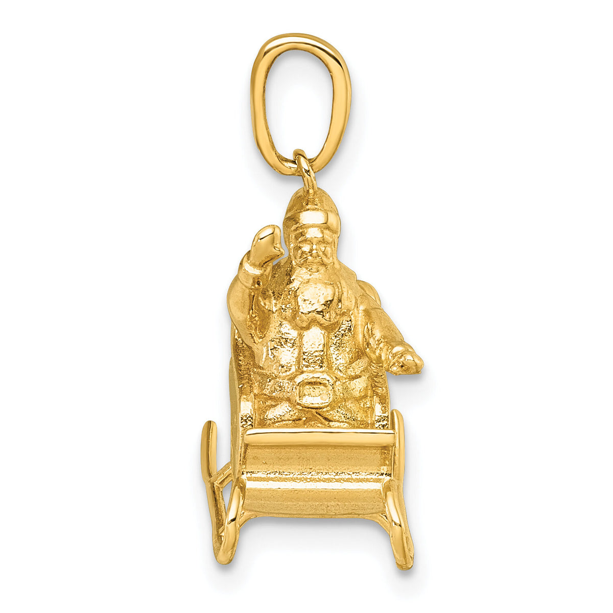 14k Polished 3-D Santa In Sleigh Waving Charm-K10013