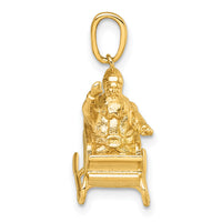 14k Polished 3-D Santa In Sleigh Waving Charm-K10013