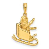 14k Polished 3-D Santa In Sleigh Waving Charm-K10013