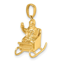 14k Polished 3-D Santa In Sleigh Waving Charm-K10013