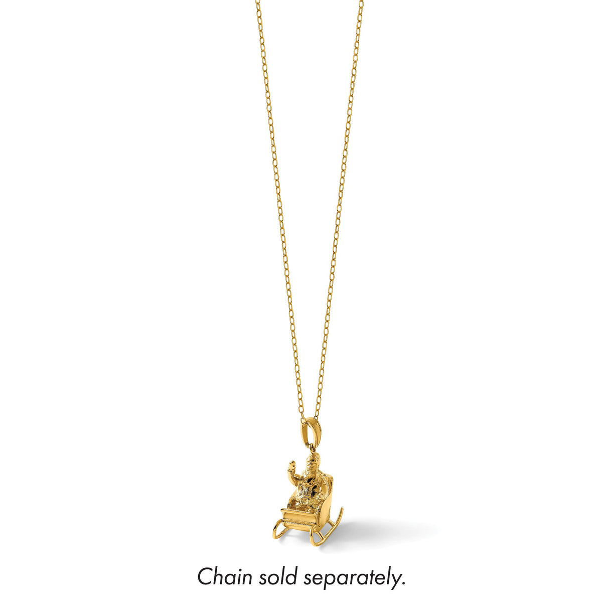 14k Polished 3-D Santa In Sleigh Waving Charm-K10013