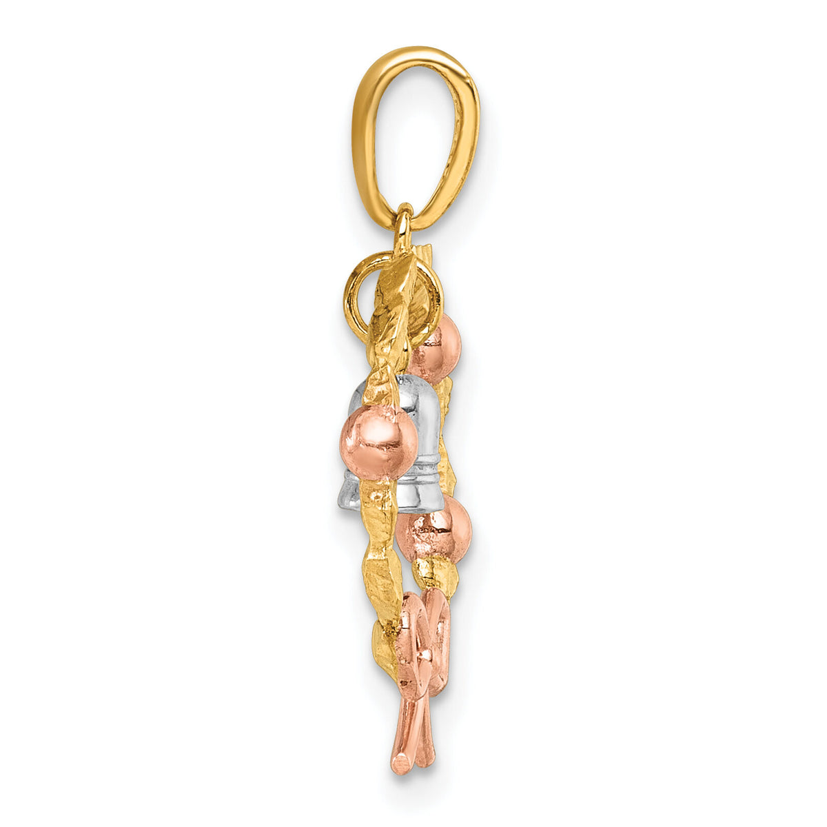 14k Two-tone with Rose-plating Polished Wreath With Bell Charm-K10014