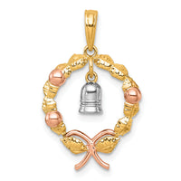 14k Two-tone with Rose-plating Polished Wreath With Bell Charm-K10014